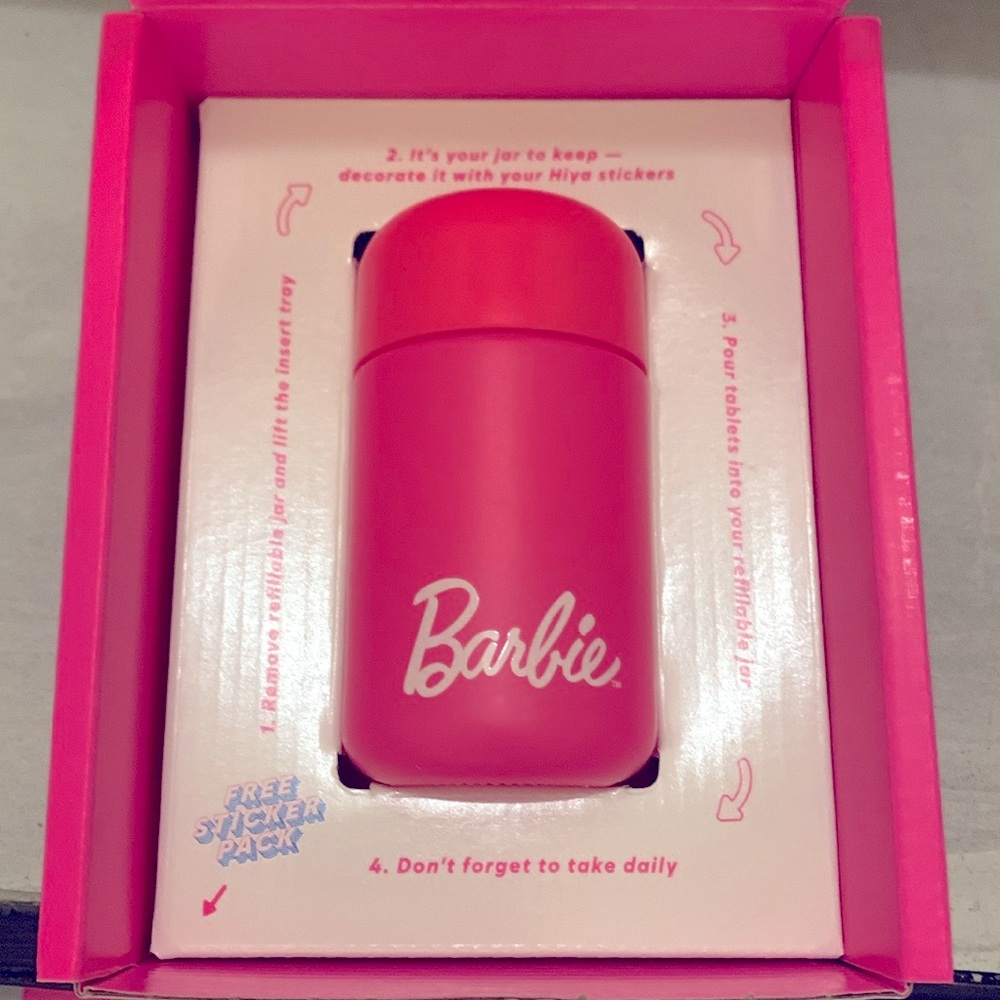New Hiya Barbie Vitamin Glass Bottle with Sticker Pack